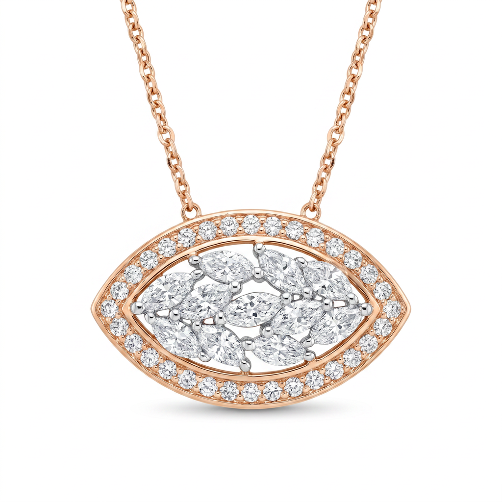 Diamond Two Tone Gold Eye Necklace