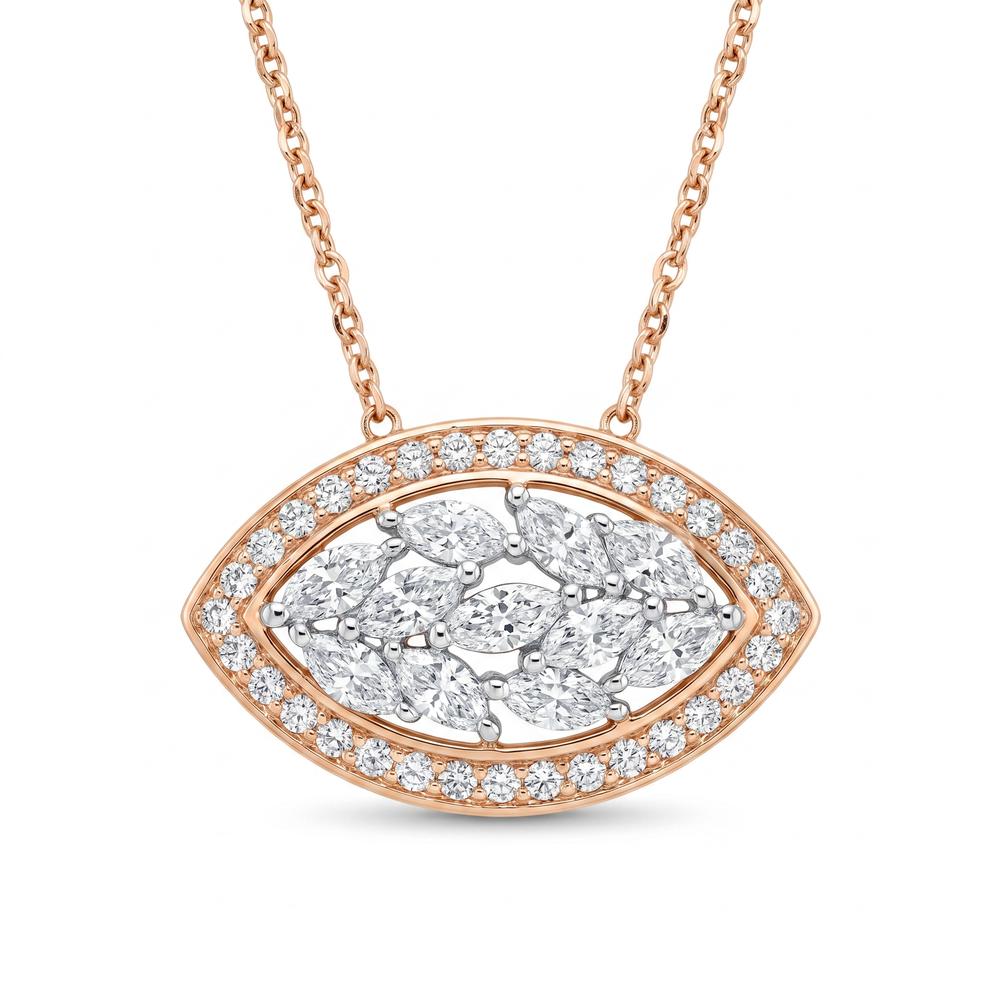 Diamond Two Tone Gold Eye Necklace