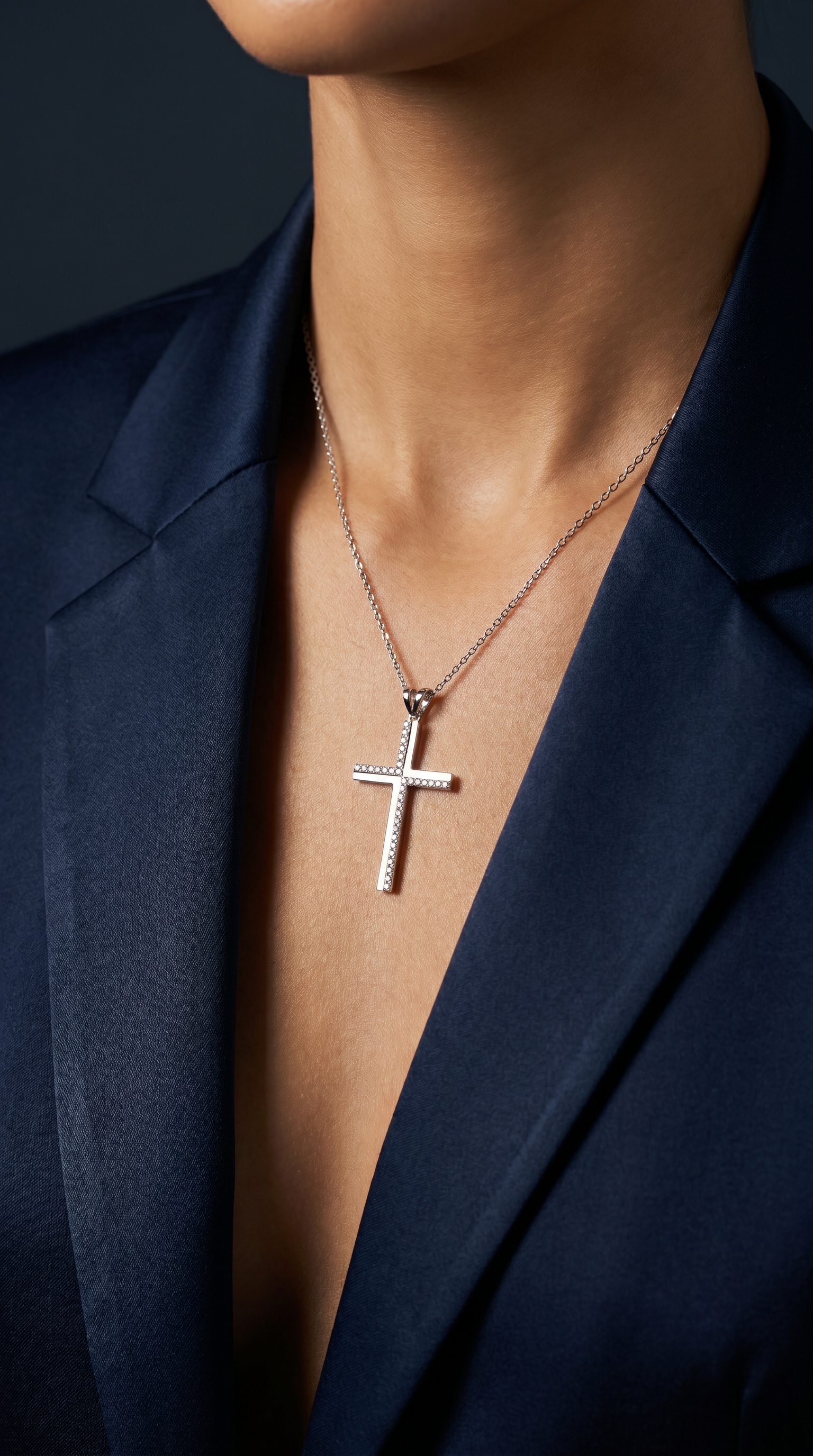 Diamond White Gold Cross Necklace