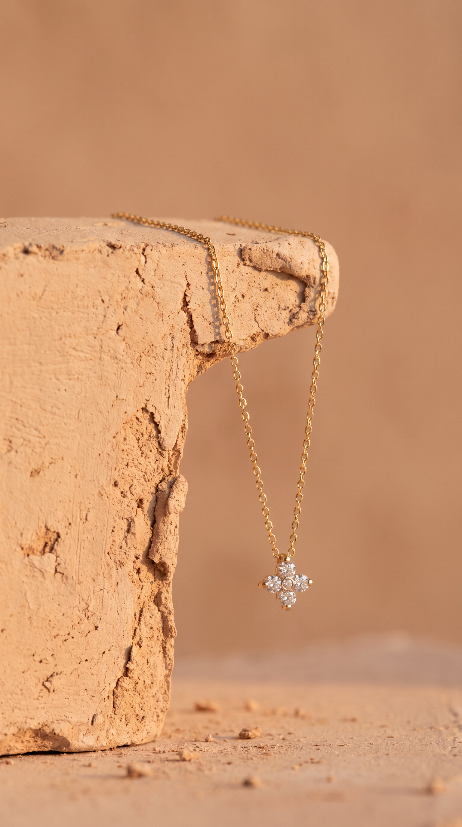 Diamond Yellow Gold Clover Chain Necklace