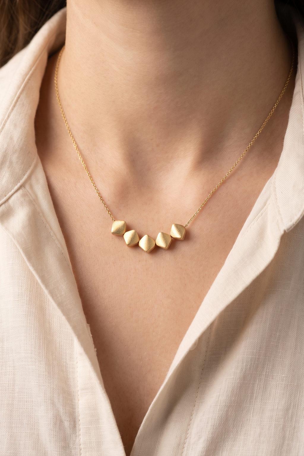 18K Yellow Gold Satin Chain Necklace