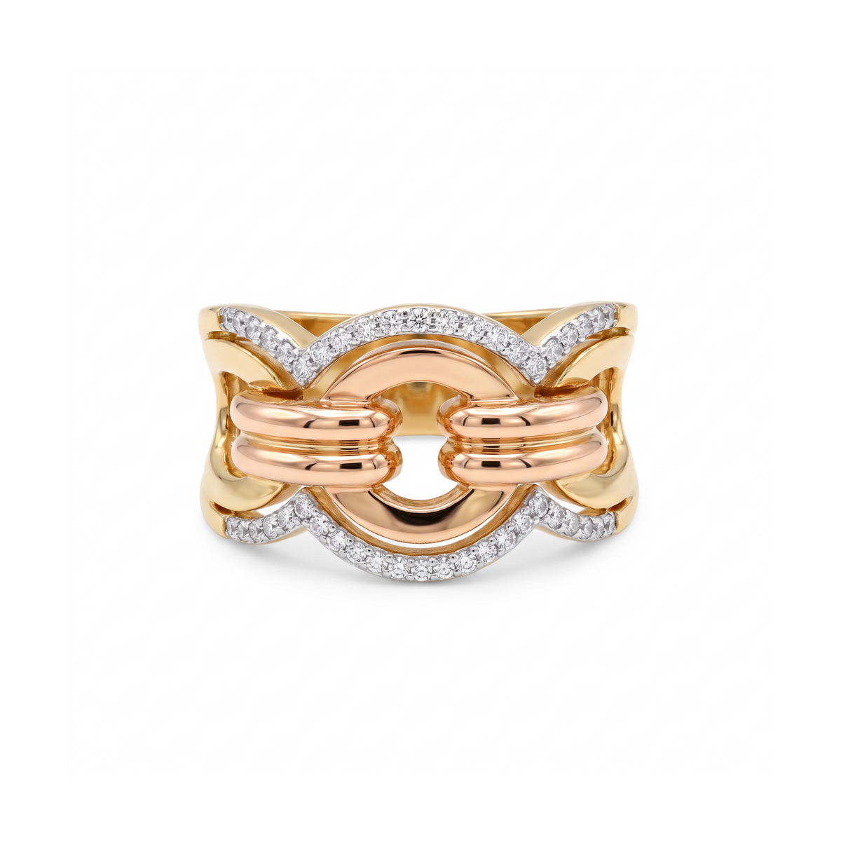 18K Two Tone Gold Cubic Zirconia Ring