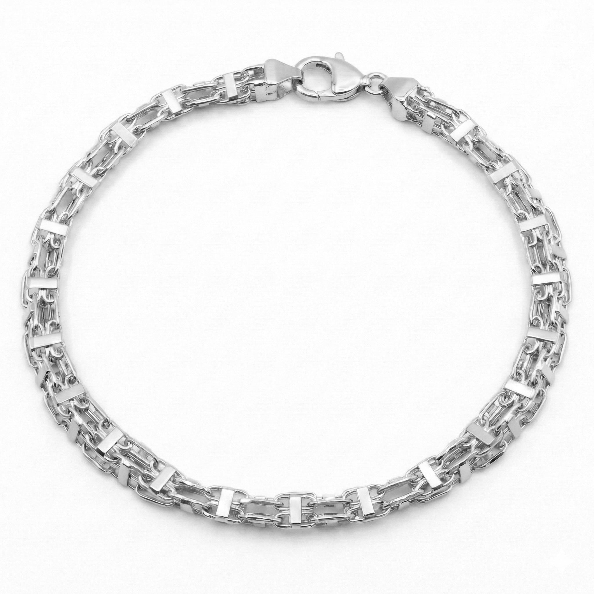Men 18K White Gold Chain Bracelet