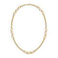 18K Yellow Gold Double Chain Bead Paper Clip Necklace