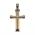 18K Yellow Gold Black Rhodium Cross Pendant