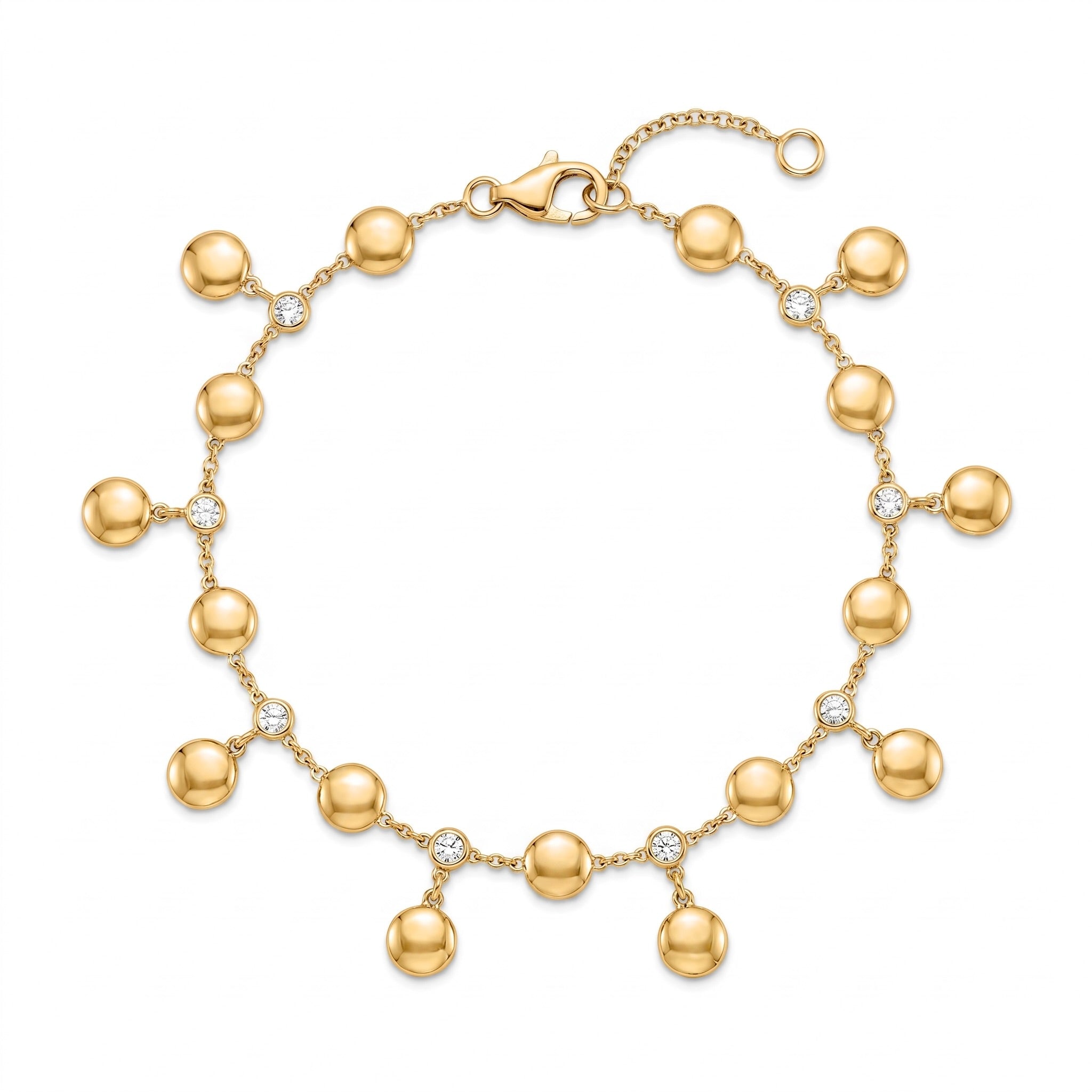 18K Yellow Gold Cubic Zirconia Chain Bracelet