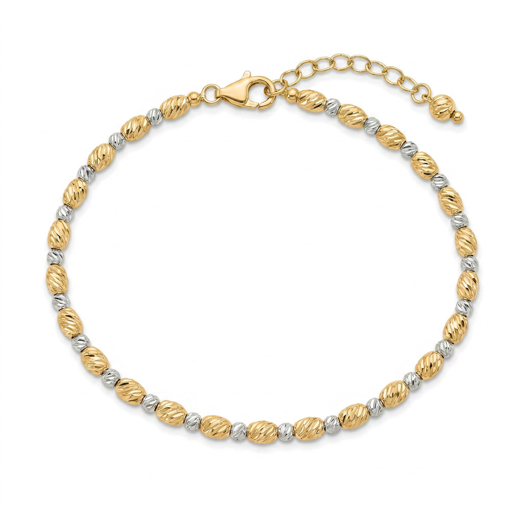 18K Two Tone Gold Beaded Bracelet
