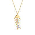 18K Yellow Gold Cubic Zirconia Fish Skeleton Necklace