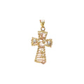 18K Multicolor Gold Small Wire Bead Cross Pendant