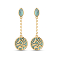 18K Yellow Gold Mother Of Pearl Dangle Earring