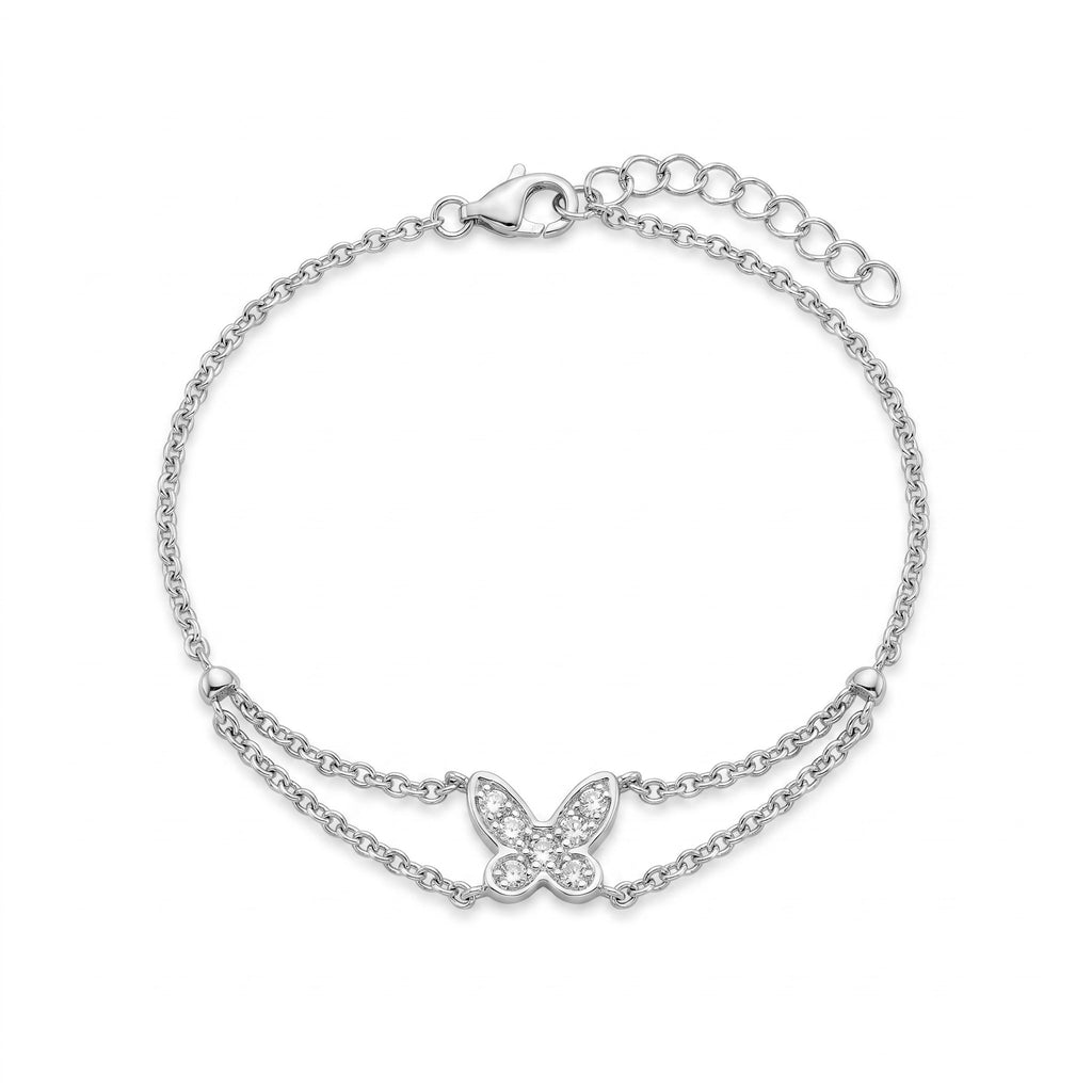Diamond White Gold Butterfly Chain Bracelet