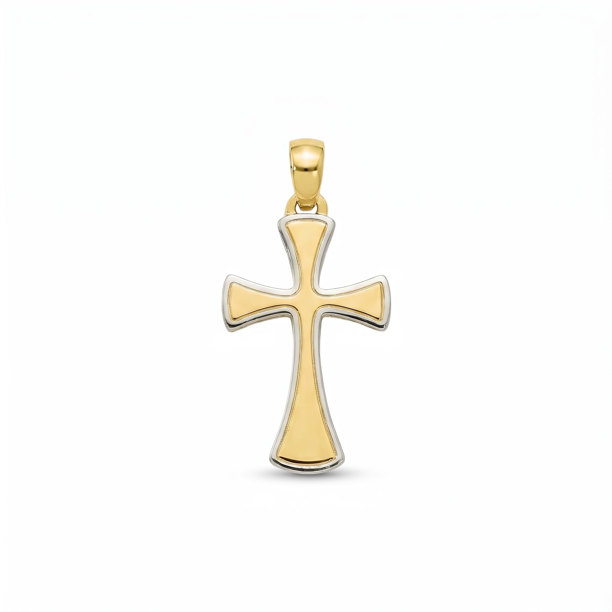 18k Gold Two Tone Cross Pendant