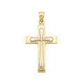 18k Gold Two Tone Cross Pendant