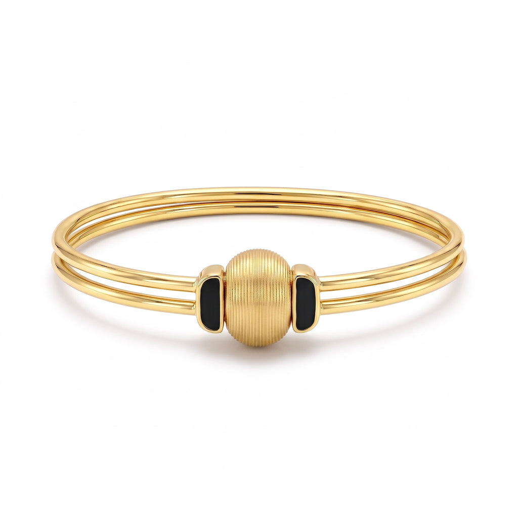 18K Yellow Gold Onyx Bangle Bracelet