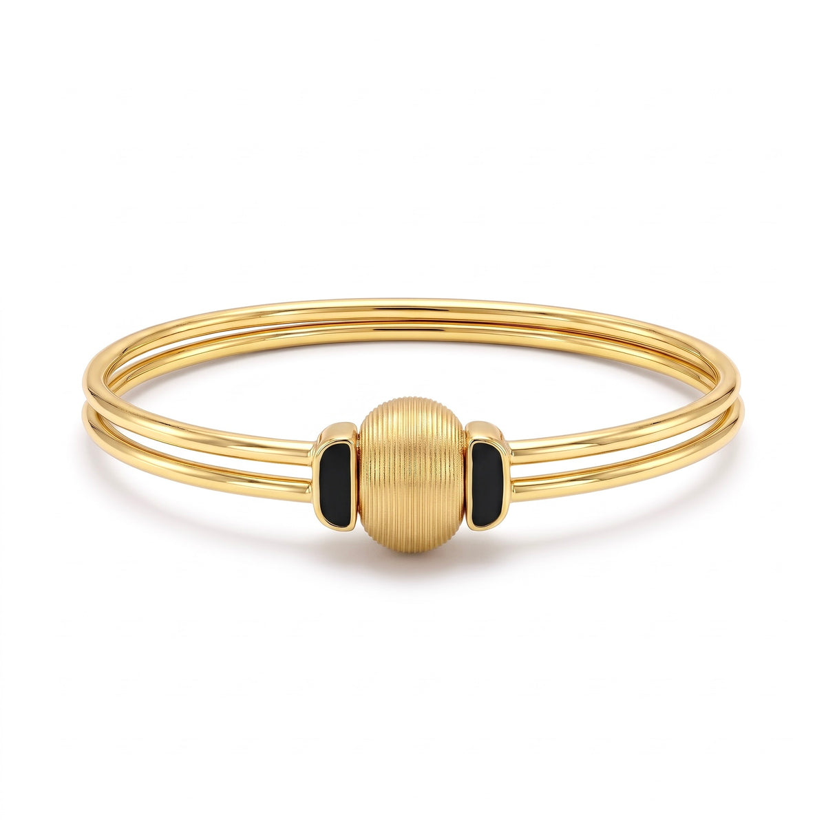 18K Yellow Gold Onyx Bangle Bracelet