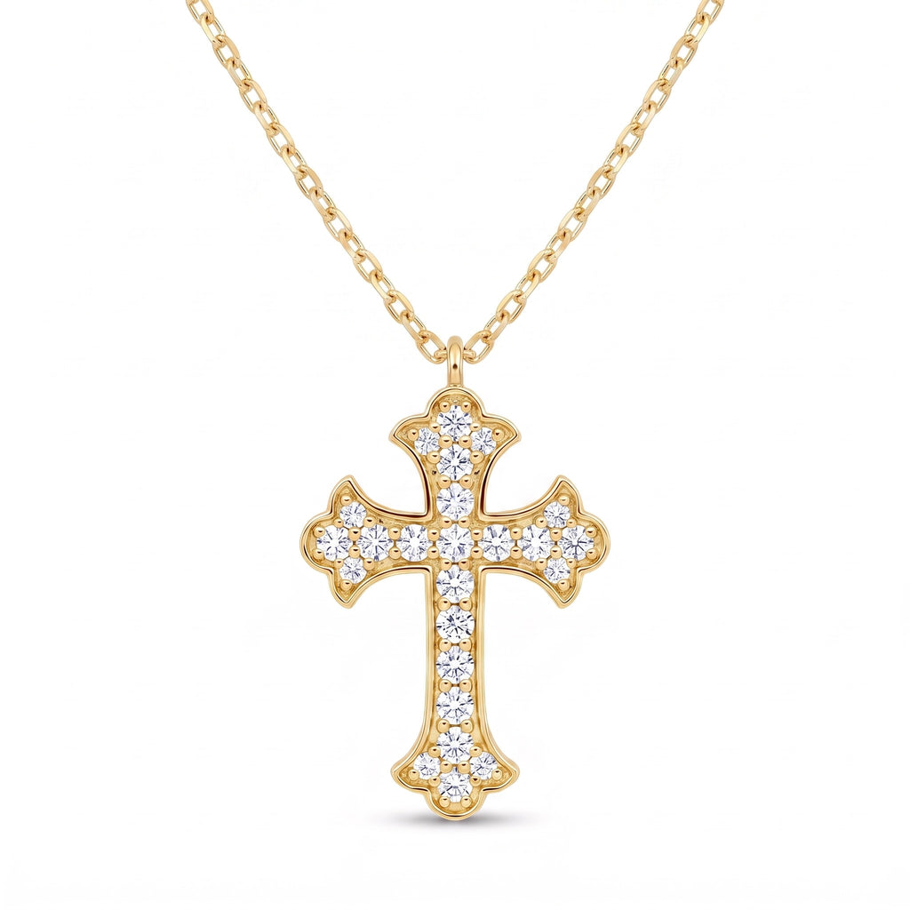 Diamond Yellow Gold Cross Chain Necklace