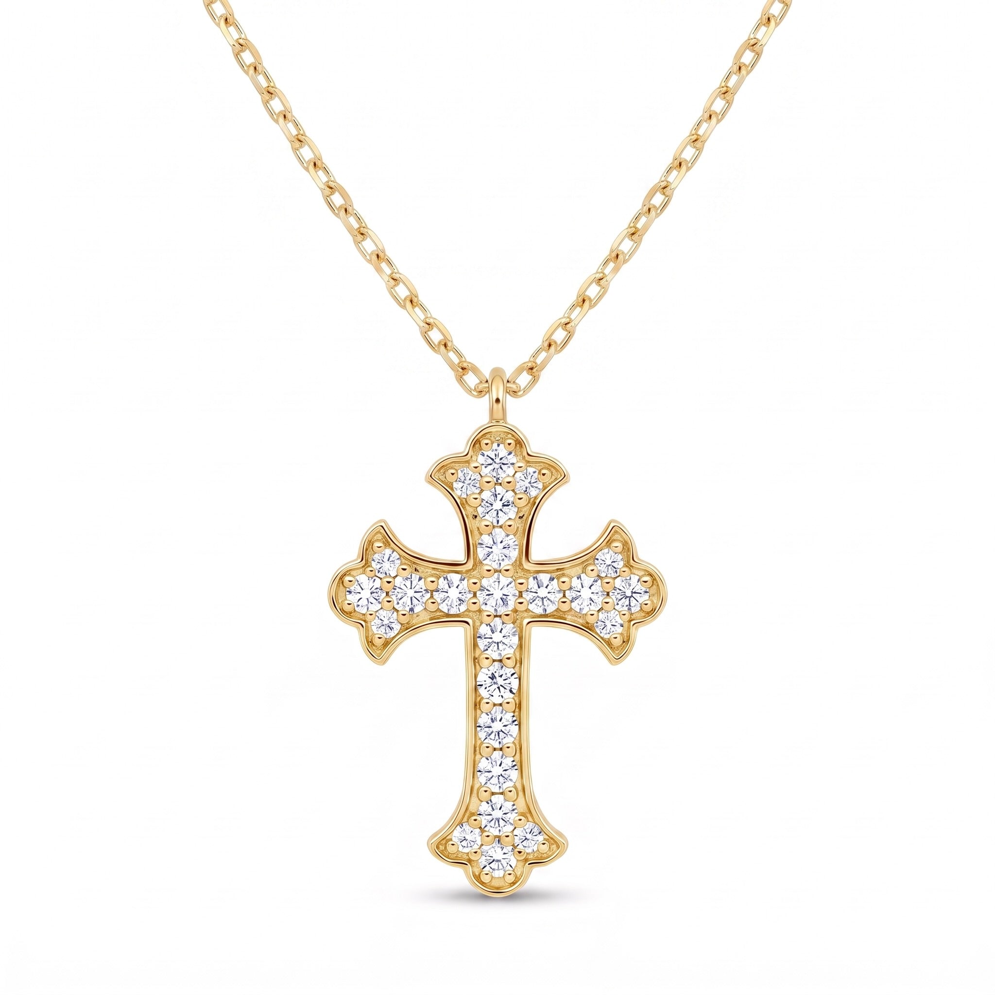 Diamond Yellow Gold Cross Chain Necklace