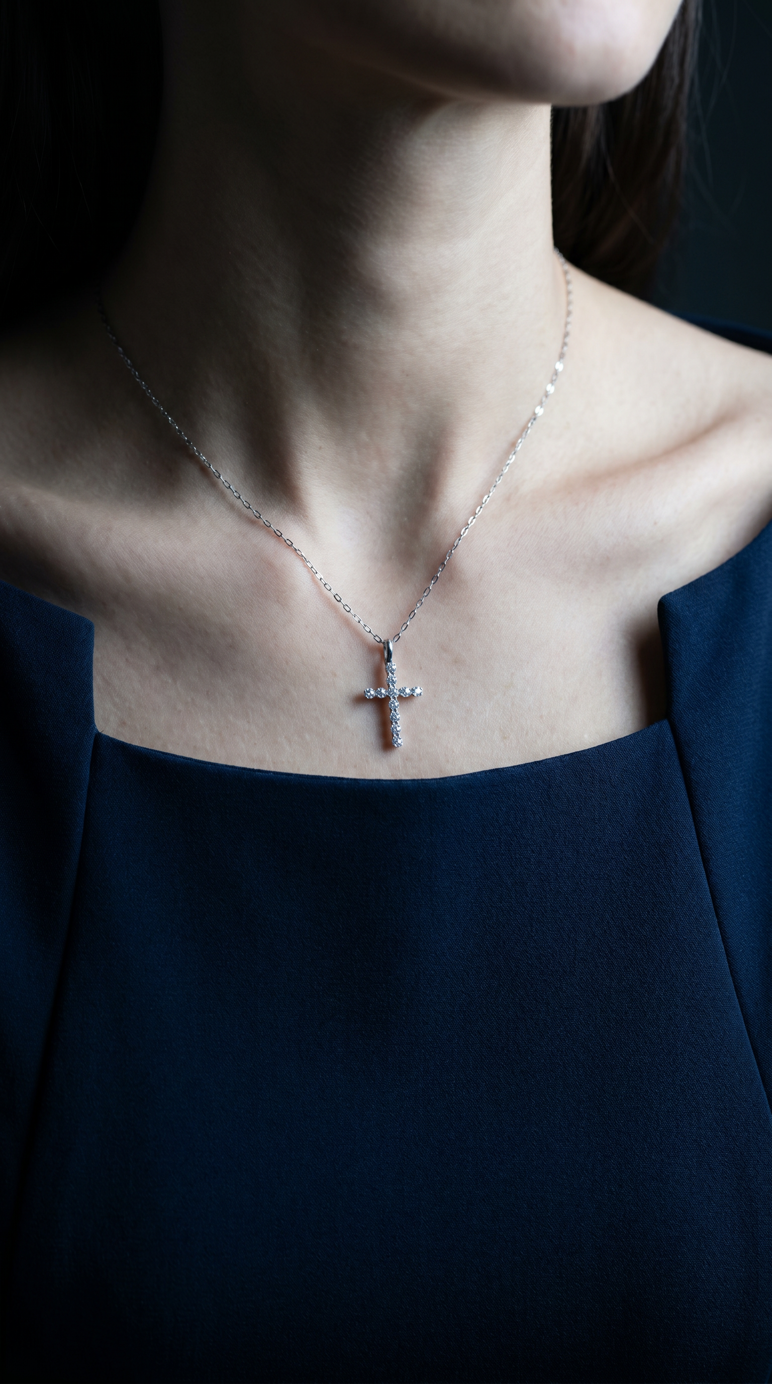 Diamond White Gold Cross Necklace