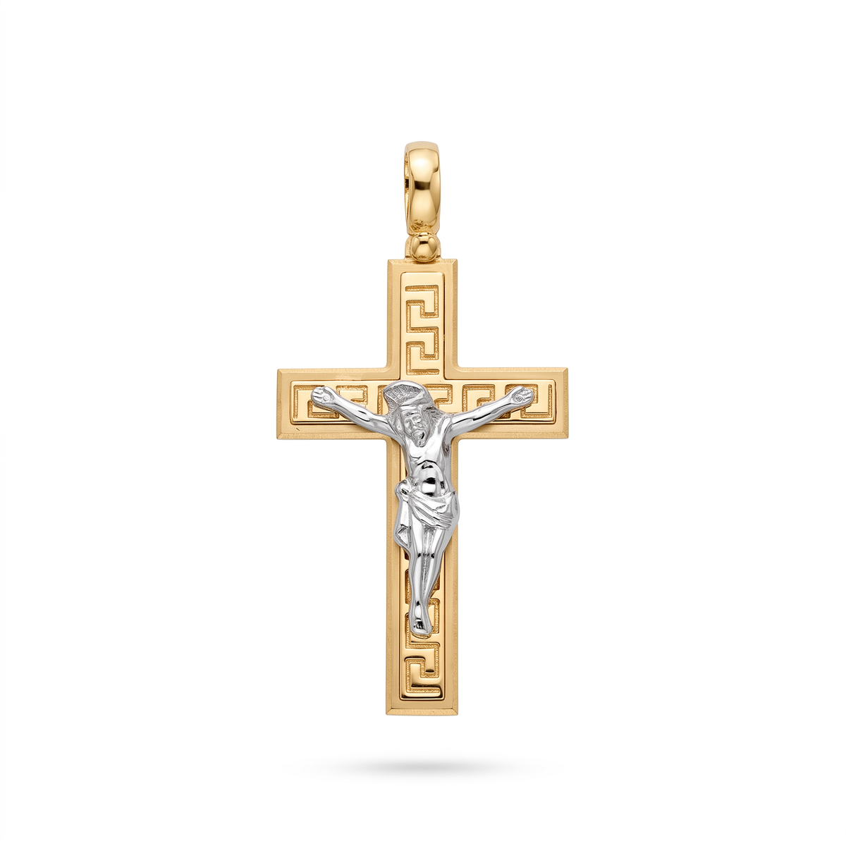 18K Two Tone Gold Crucifix Pendant