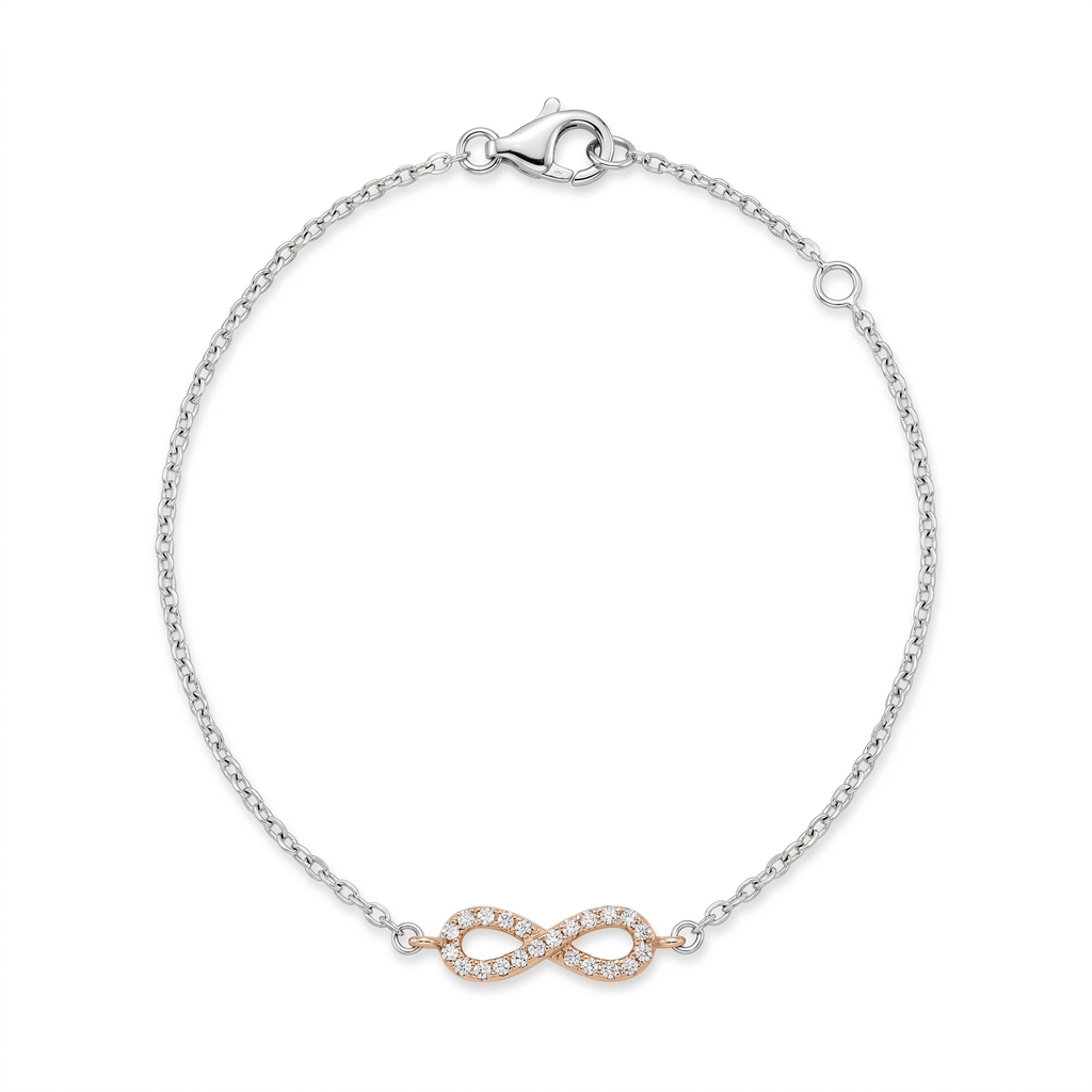 Diamond Two Tone Gold Infinity Chain Bracelet