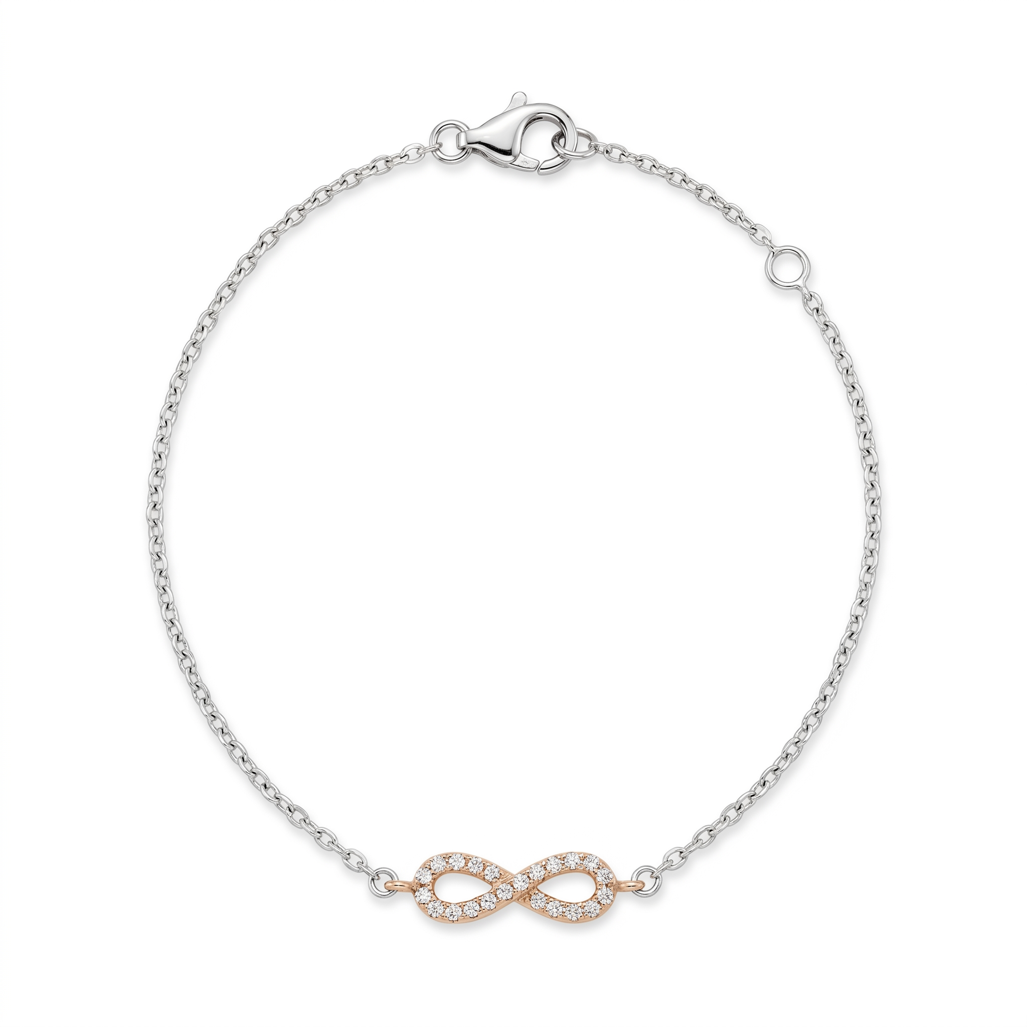 Diamond Two Tone Gold Infinity Chain Bracelet