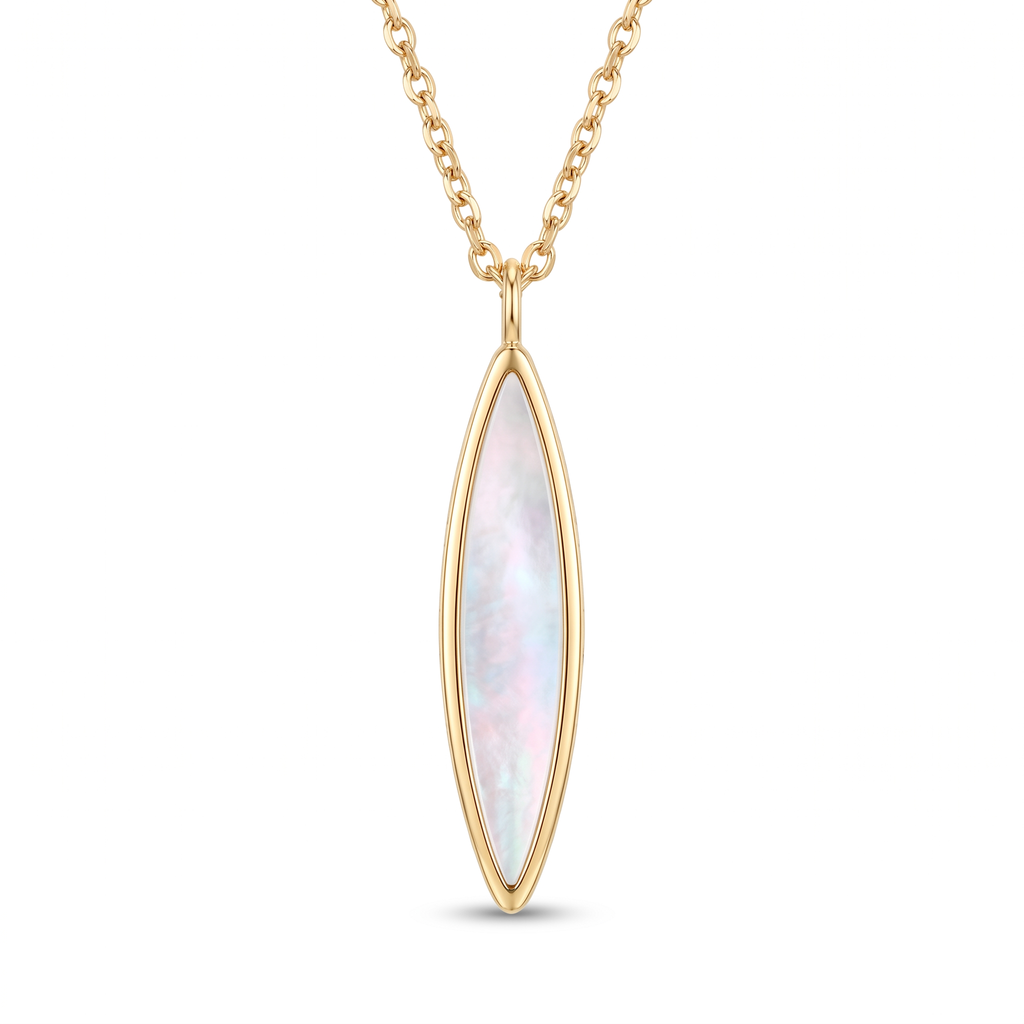 18K Yellow Gold Mother Of Pearl Necklace
