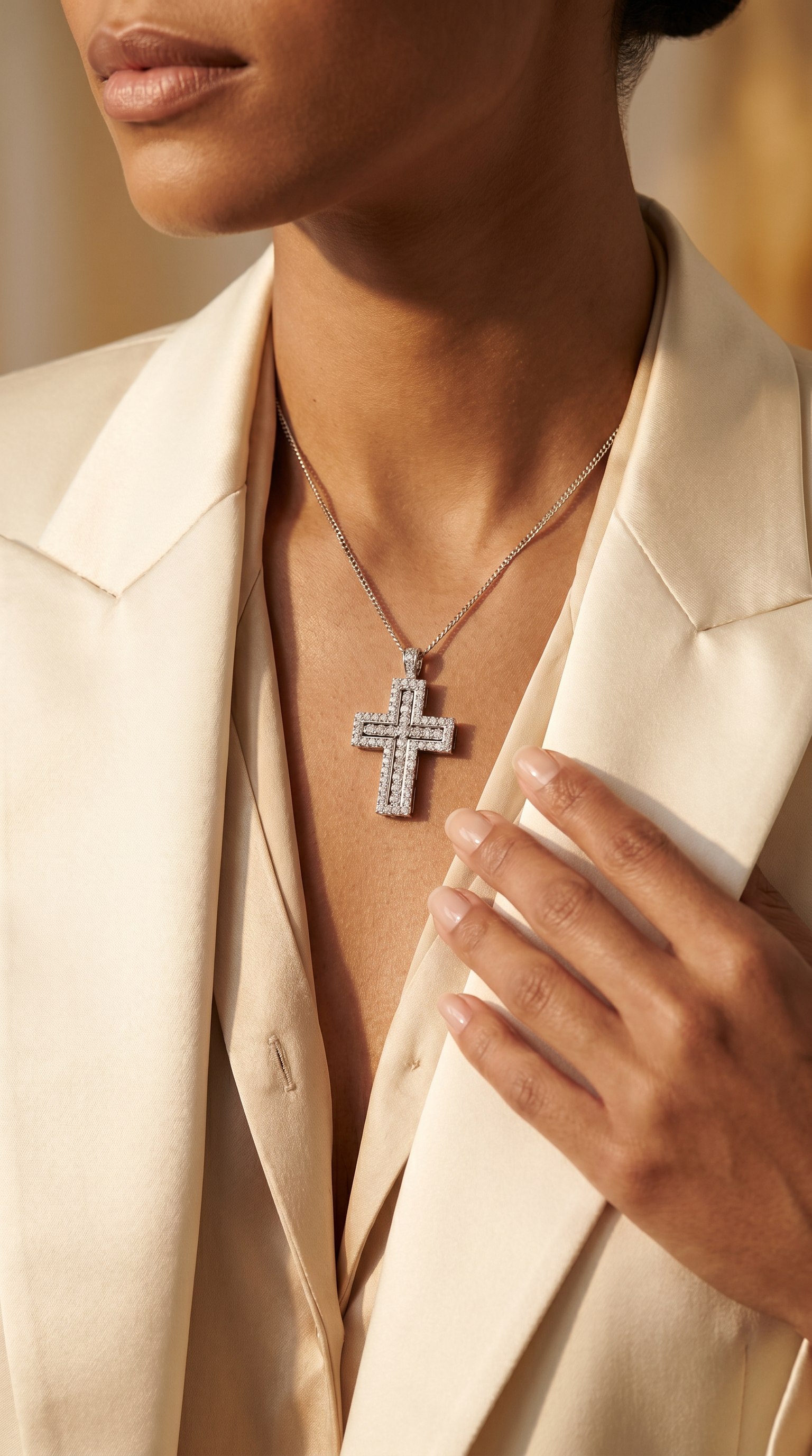 Diamond White Gold Cross Necklace