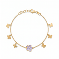 18K Yellow Gold Purple Enamel Motif Baby Bracelet