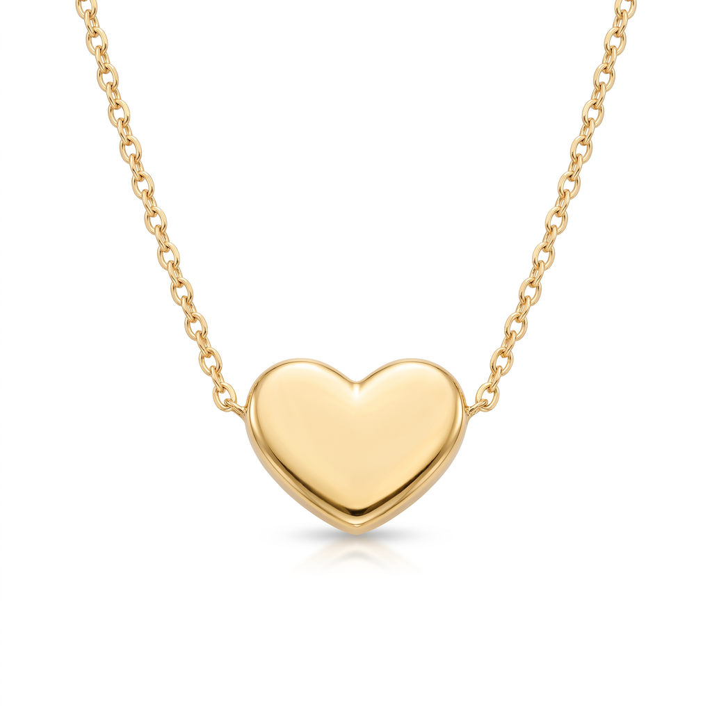 18K Yellow Gold Heart Chain Necklace