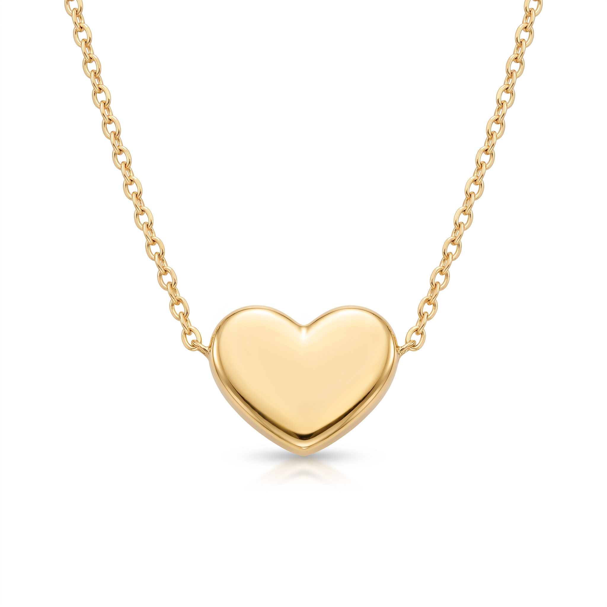 18K Yellow Gold Heart Chain Necklace