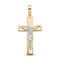 18K Two Tone Gold Crucifix Pendant