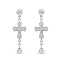 Diamond White Gold Cross Dangle Earrings