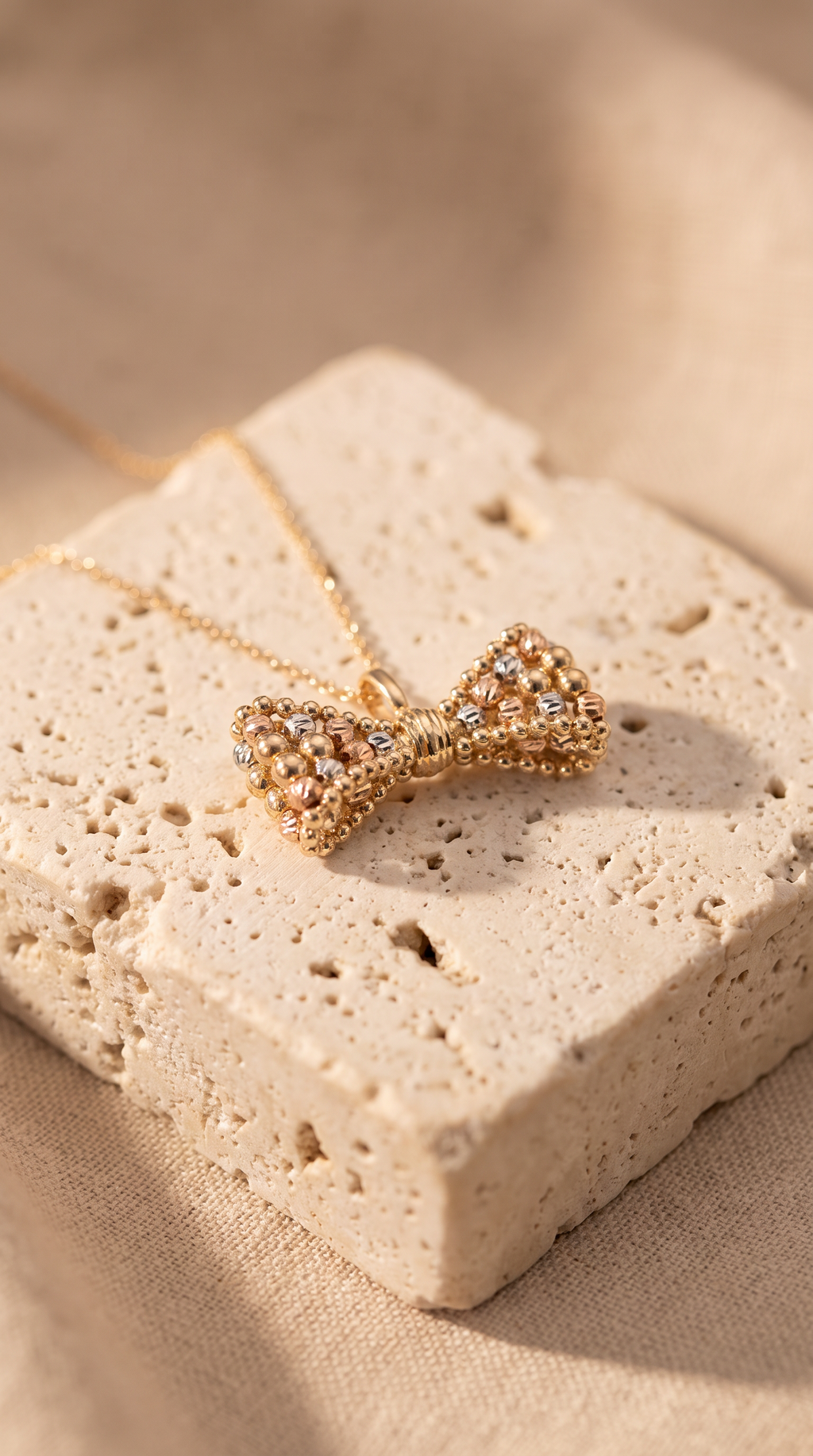 18K Multicolor Gold Bow Chain Necklace