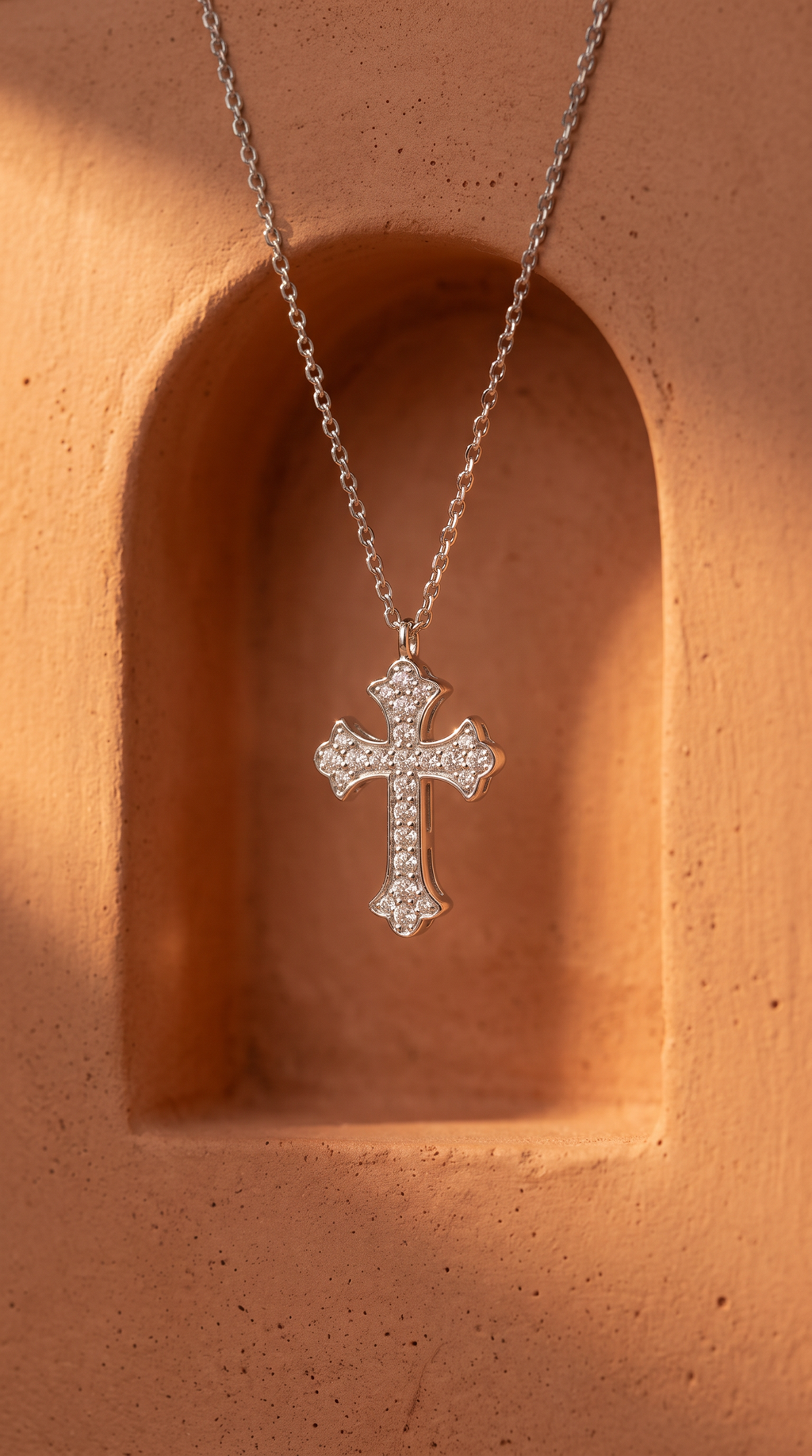 Diamond White Gold Cross Chain Necklace