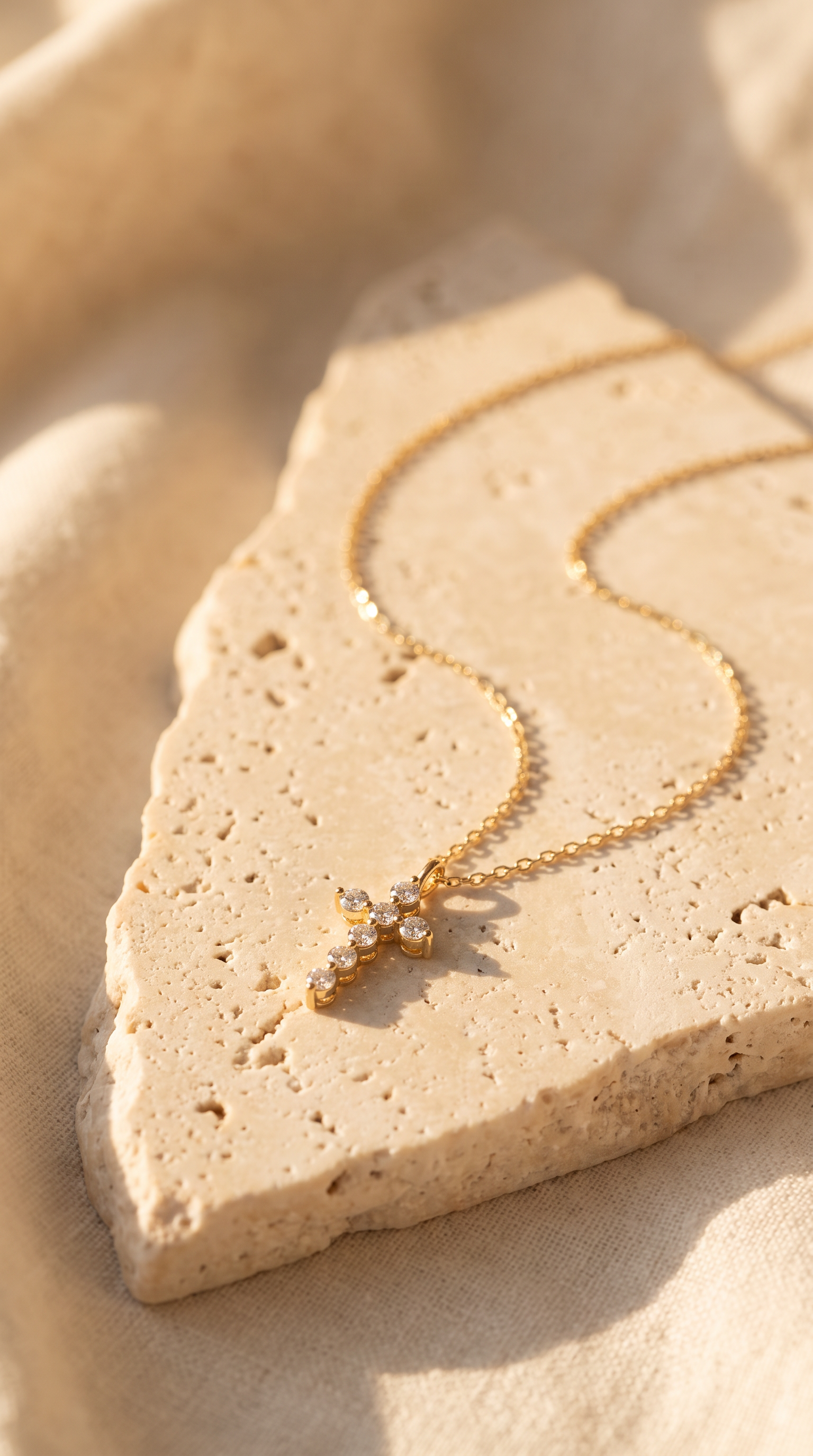 Diamond Yellow Gold Cross Chain Necklace