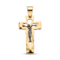 18K Yellow Gold Black Rhodium Crucifix Pendant