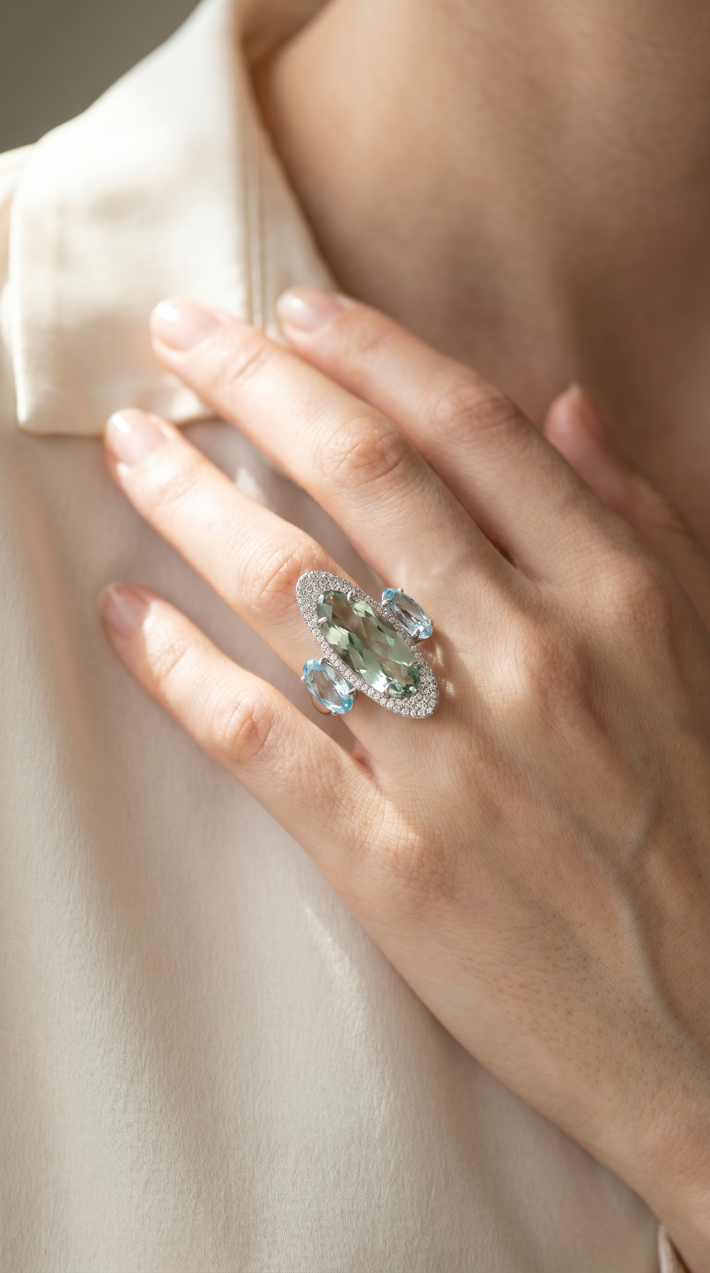 Diamond White Gold Gemstone Ring