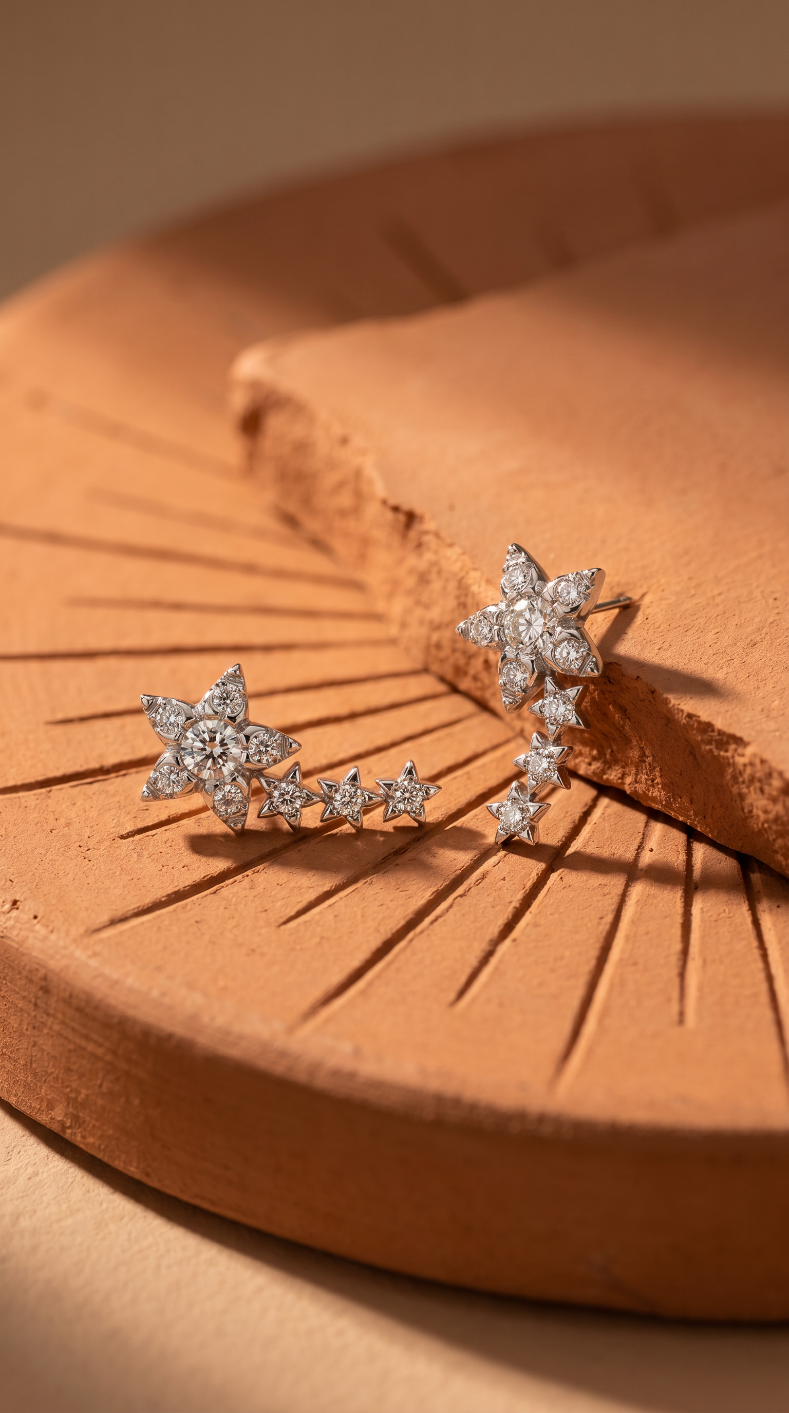 Diamond White Gold Star Stud Earrings
