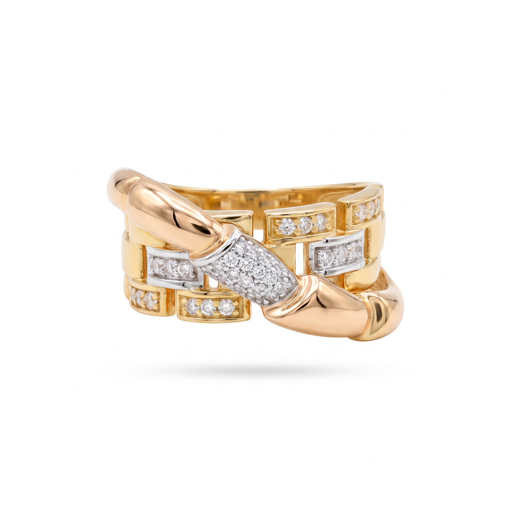 18K Multicolor Gold Cubic Zirconia Ring