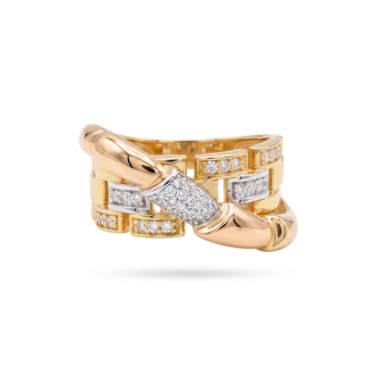 18K Multicolor Gold Cubic Zirconia Ring