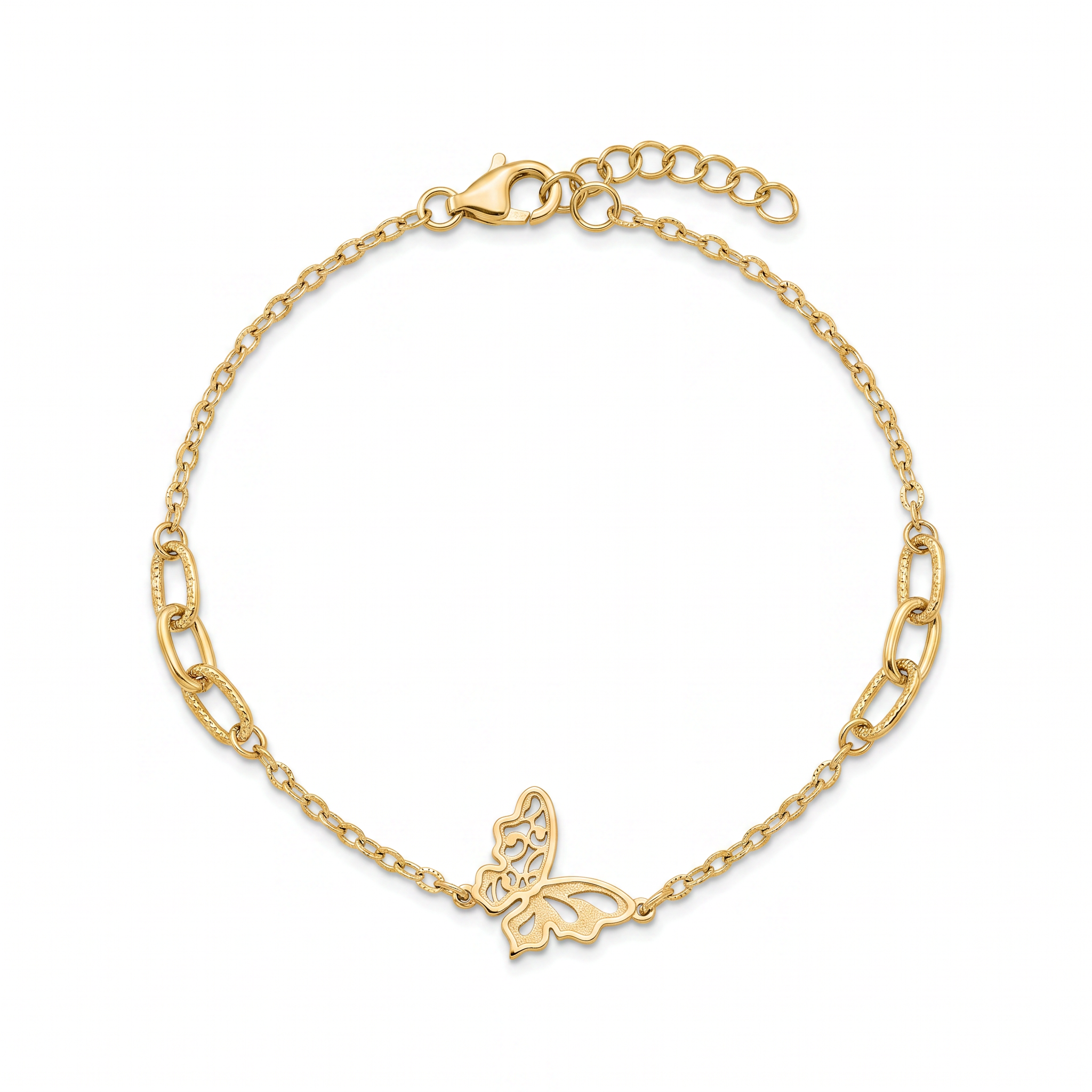 18K Yellow Gold Butterfly Chain Bracelet
