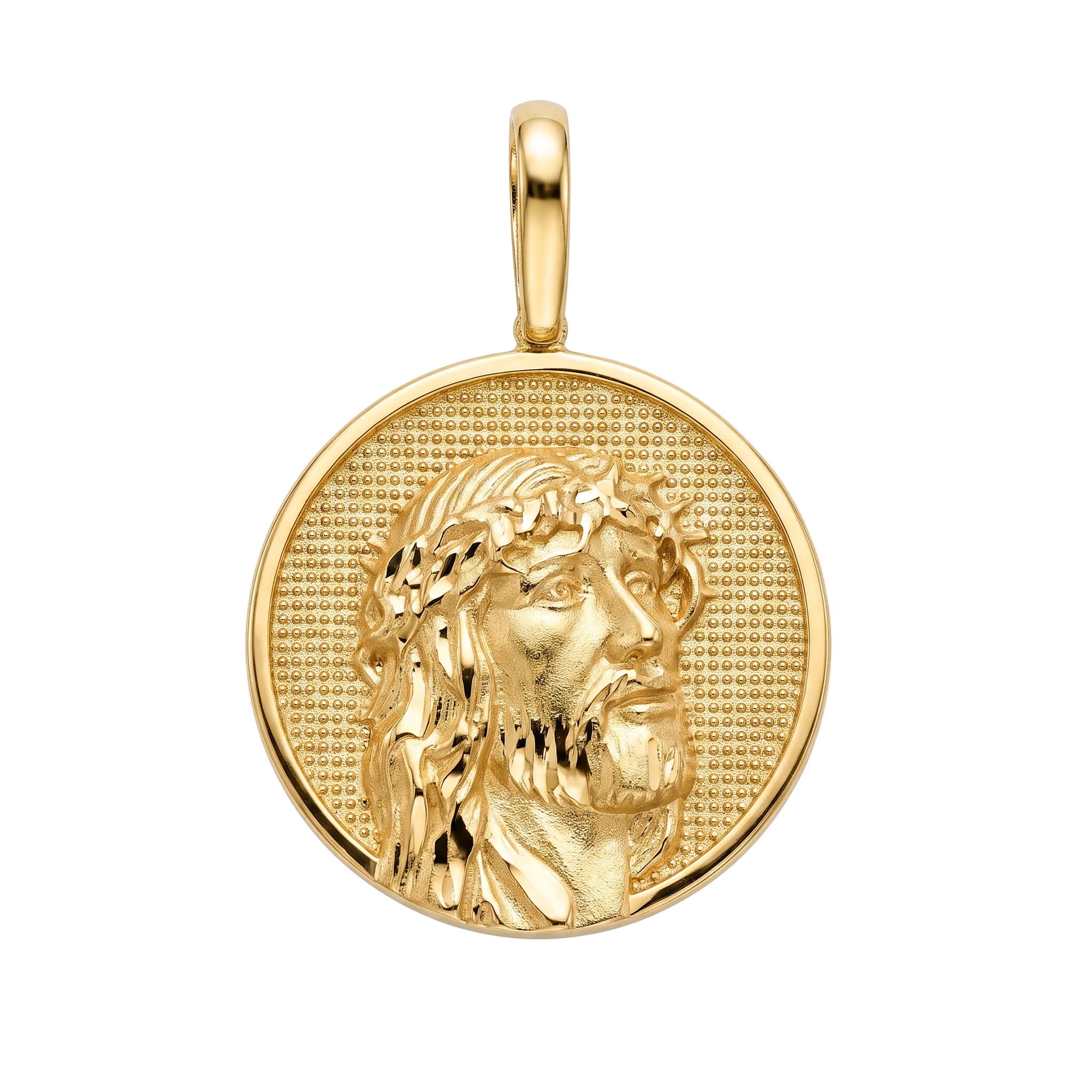 18K Yellow Gold 3D Jesus Icon Pendant