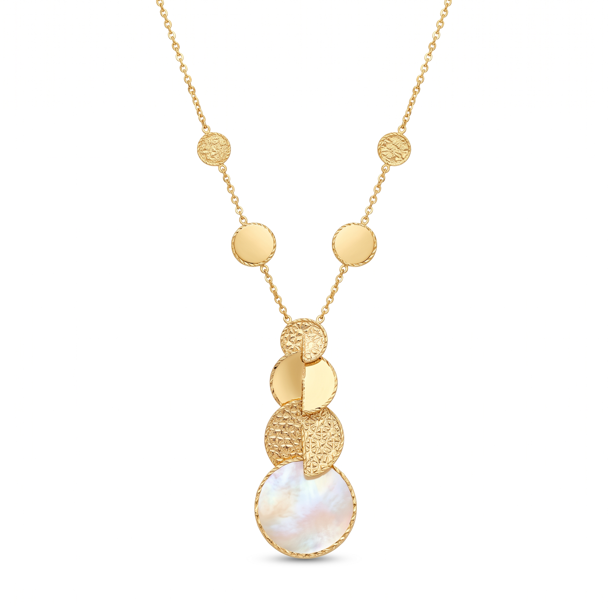 18K Yellow Gold Mother Of Pearl Chain Necklace