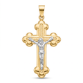 18K Two Tone Gold Crucifix Pendant