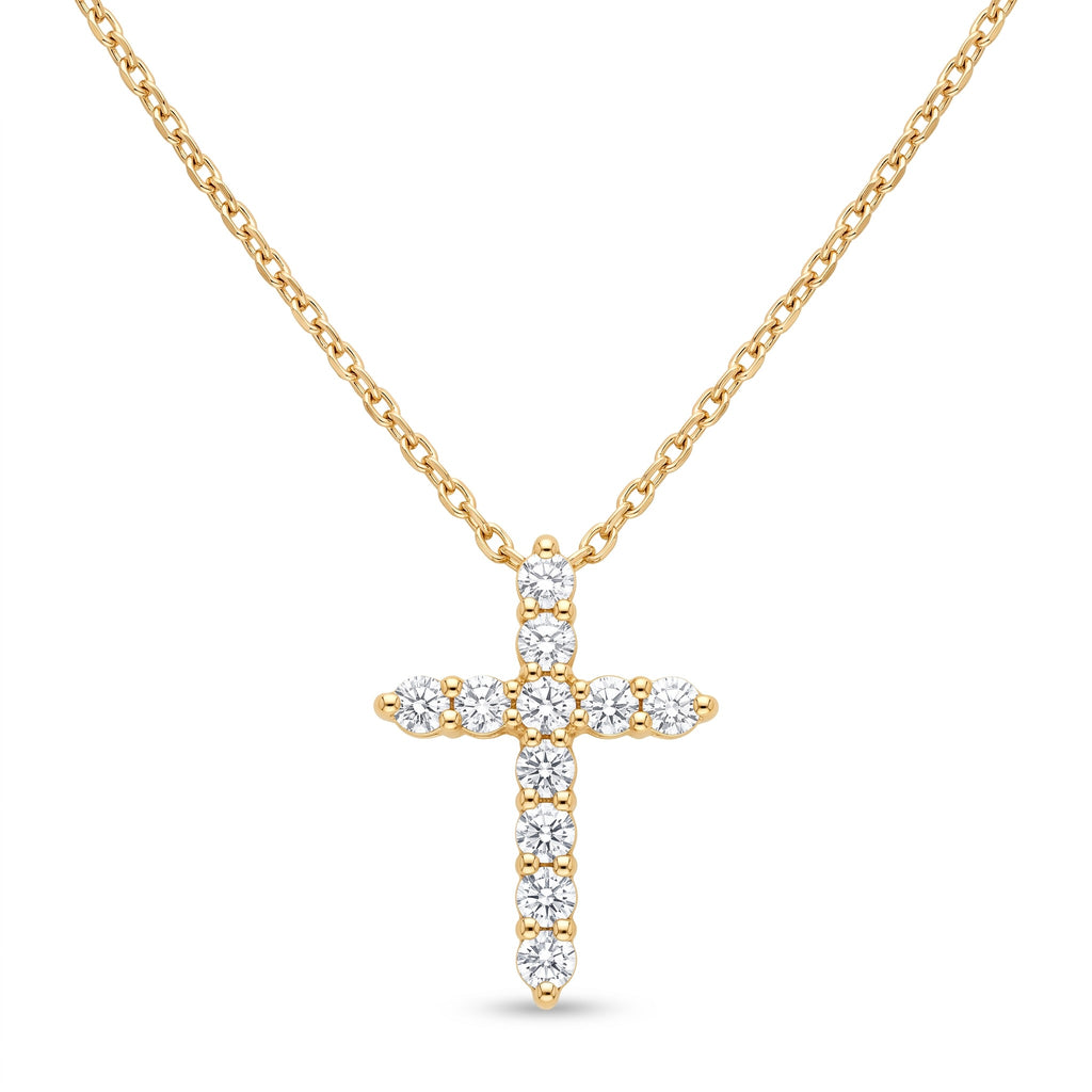Diamond Yellow Gold Cross Chain Necklace