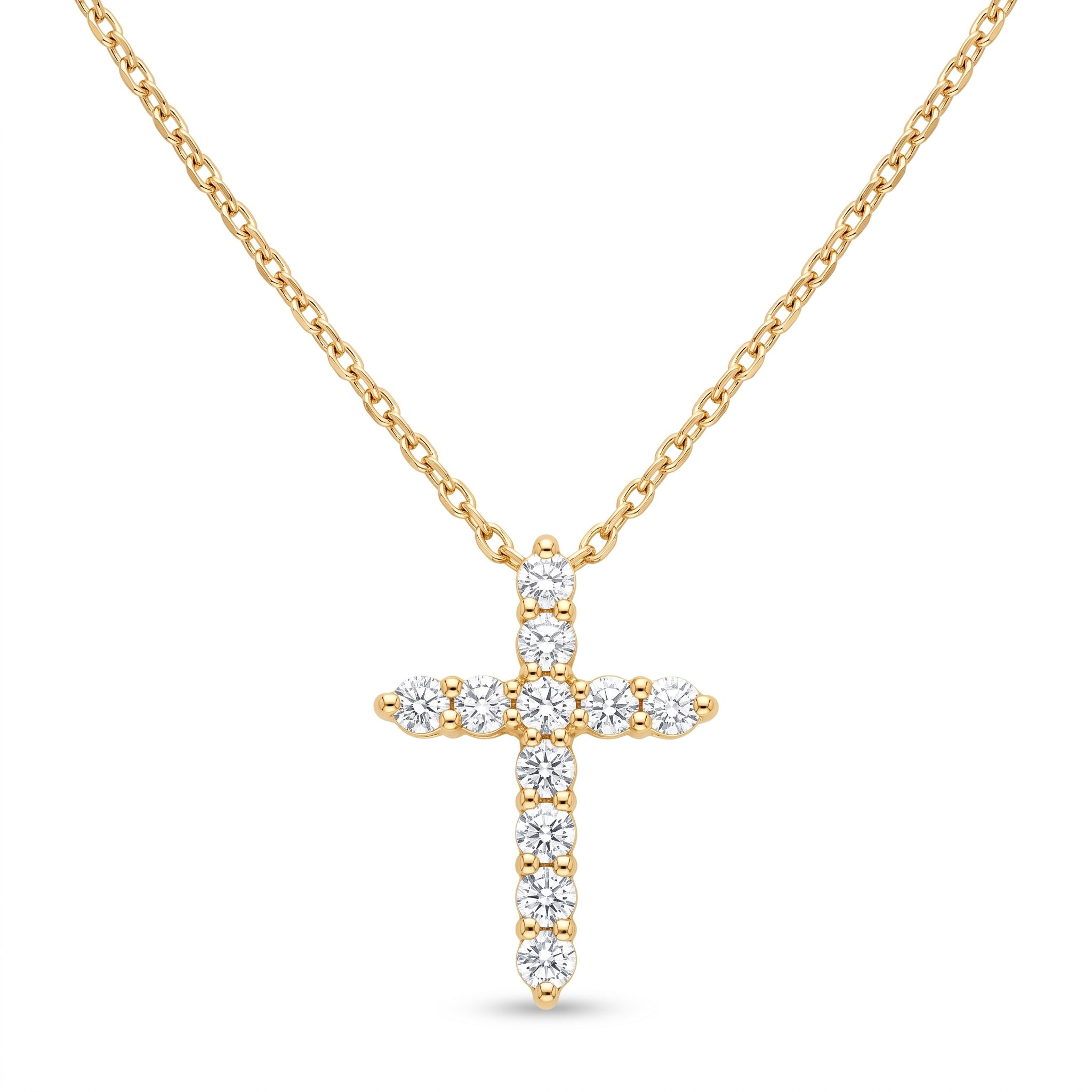 Diamond Yellow Gold Cross Chain Necklace