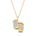 18K Two Tone Gold Cubic Zirconia Baby Feet Necklace