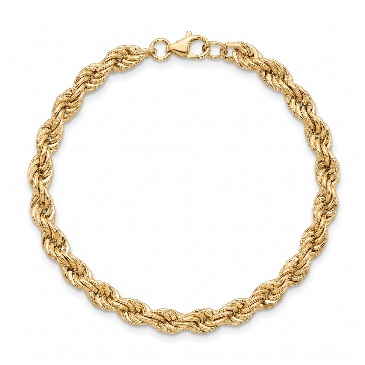 Men 18K Yellow Gold Rope Chain Bracelet