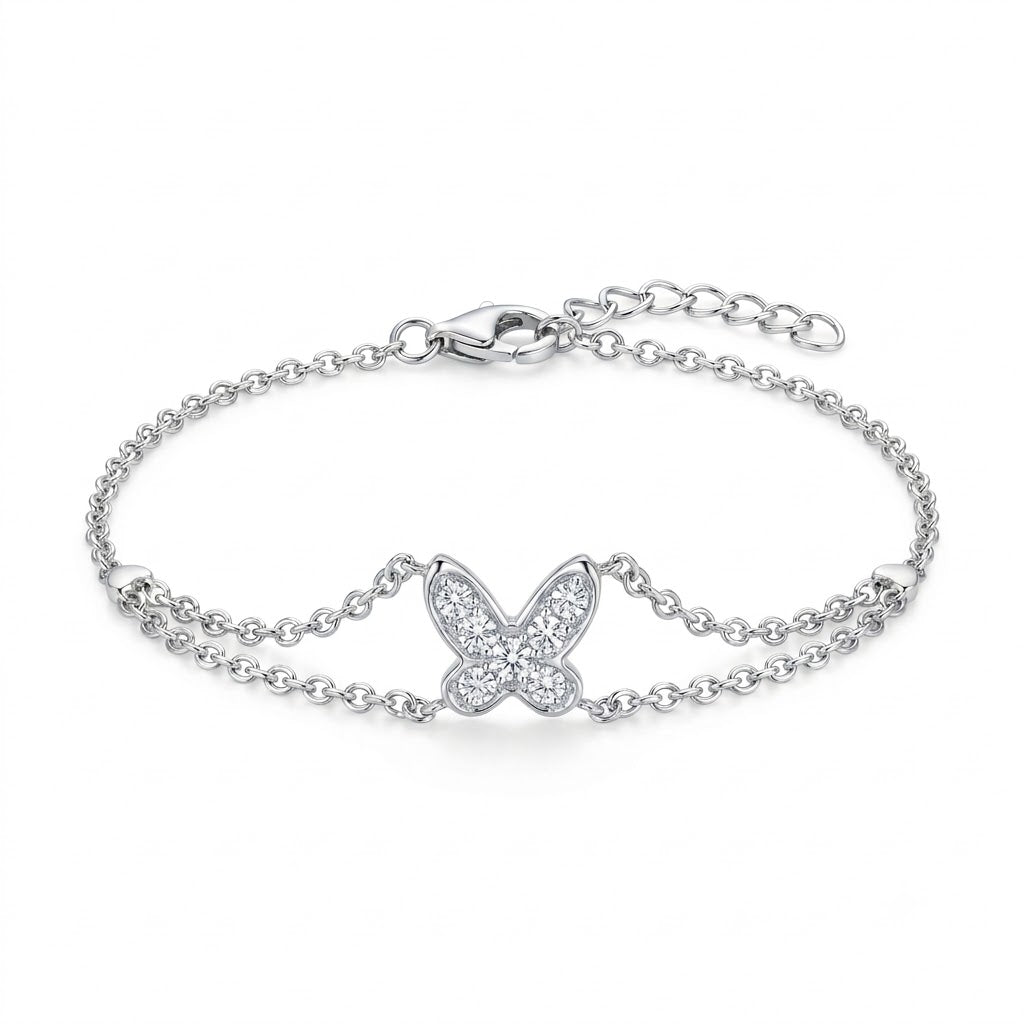 Diamond White Gold Butterfly Chain Bracelet