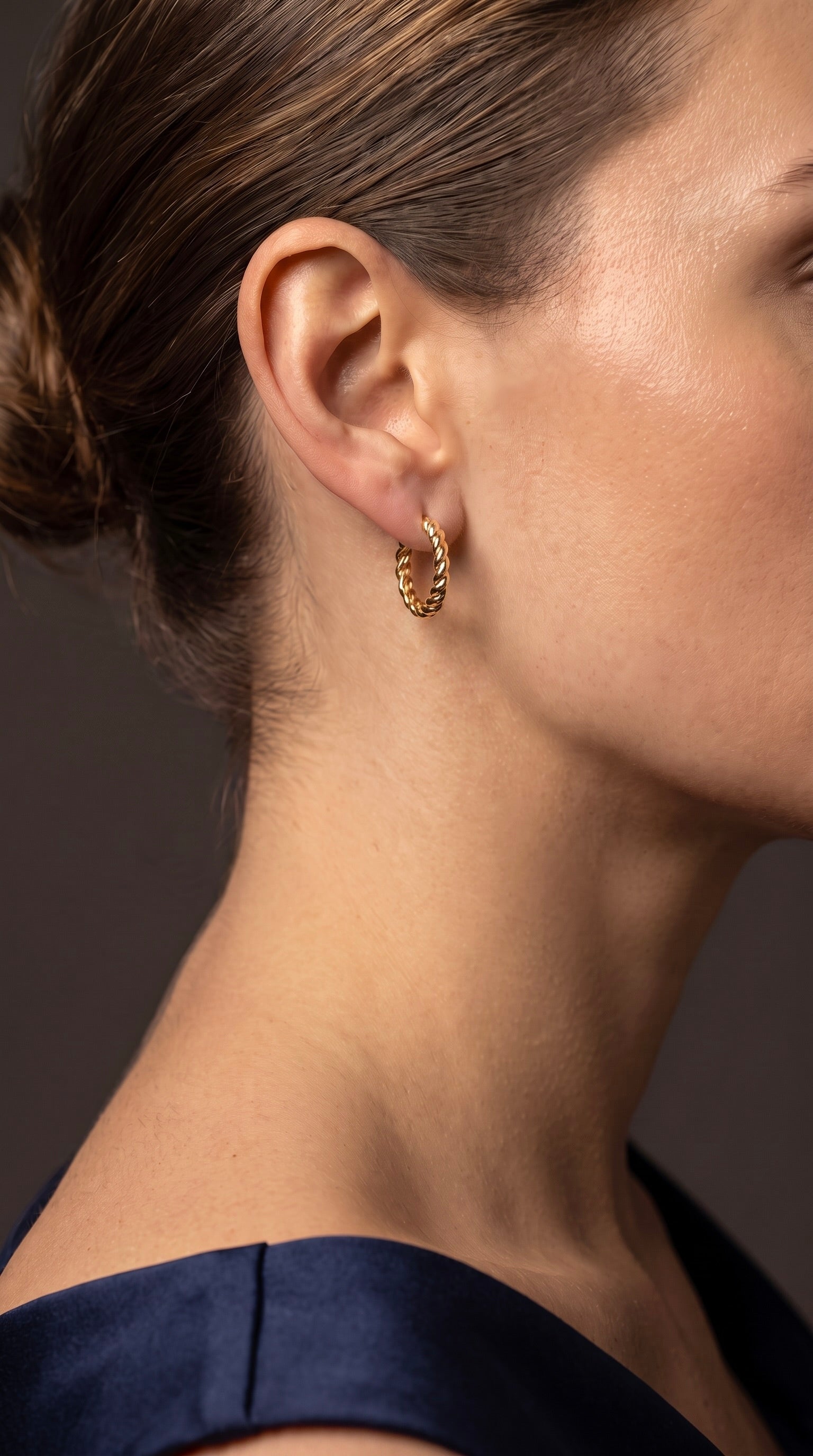 18K Yellow Gold Circle Hoop Earring